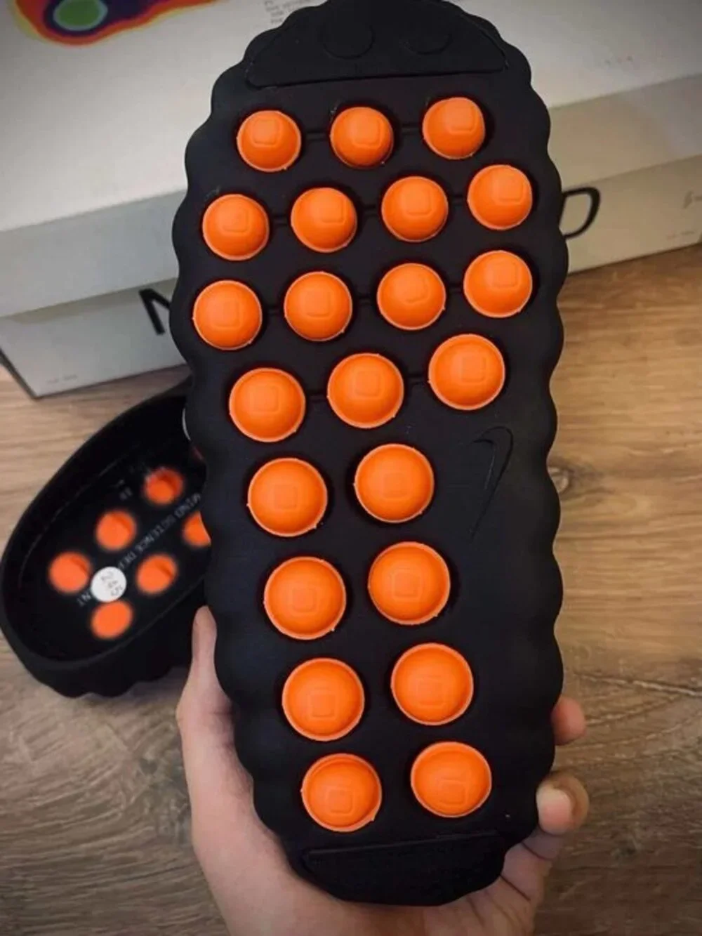 Nike Black Slides with Orange Cushion Pods